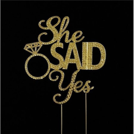 Tian Sweet 33014-SSYg She Said Yes Silver Rhinestone Cake Topper - Gold